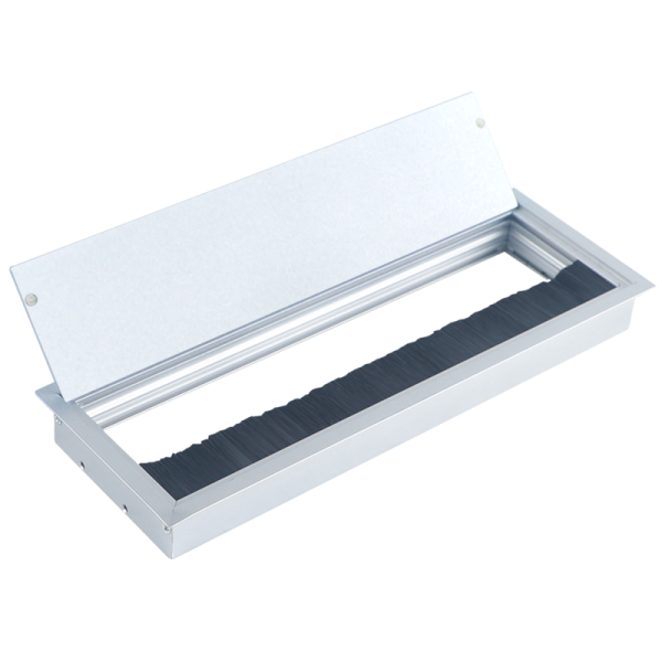 Кабельный громмет (лючок) в стол,  286*101мм,  цвет: серебро