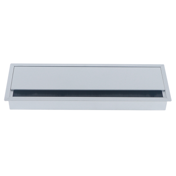 Кабельный громмет (лючок) в стол,  286*101мм,  цвет: серебро