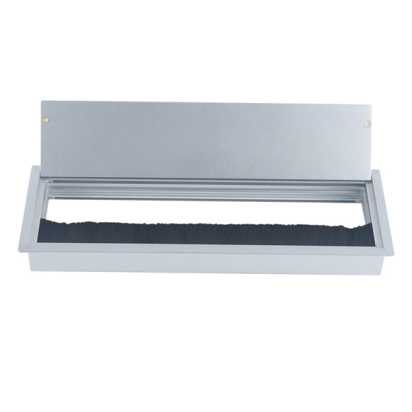 Кабельный громмет (лючок) в стол,  286*101мм,  цвет: серебро