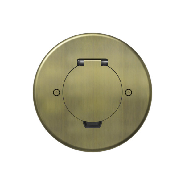 Лючок Surface 2 мод. (1 мод. 45х45 мм.),   круглый,  круглая крышка,  античная латунь,  IP44,  (с уст. набором)