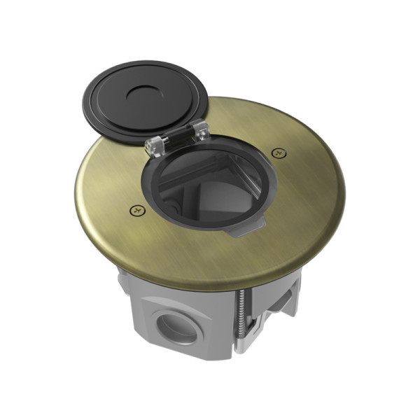 Лючок Surface 2 мод. (1 мод. 45х45 мм.),   круглый,  круглая крышка,  античная латунь,  IP44,  (с уст. набором)