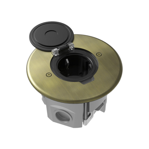 Лючок Surface 2 мод. (1 мод. 45х45 мм.),   круглый,  круглая крышка,  античная латунь,  IP44,  (с уст. набором)