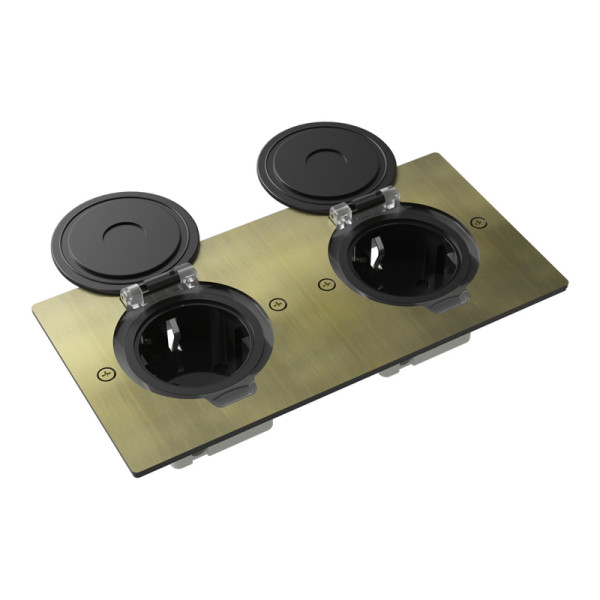 Лючок Surface 4 мод. (2 мод. 45х45 мм.),  круглая крышка,  античная латунь,  IP44