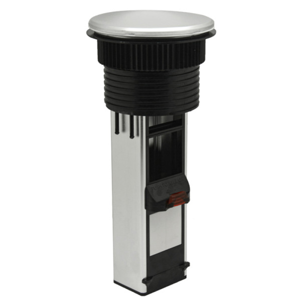 Настольный встраиваемый выдвижной розеточный блок Vertical 6 мод. (3 мод. 45х45),  алюминий