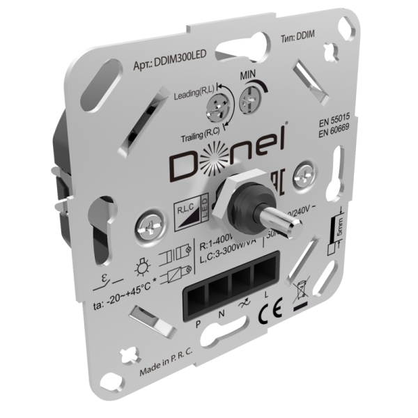 Светорегулятор Triac поворотный,  LED, 300 Вт.,  с доп. входом,  серия DDIM