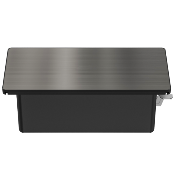 Настольный встраиваемый розеточный блок с сдвижной крышкой из стали Slider 6 мод. (3 мод. 45х45),  черный