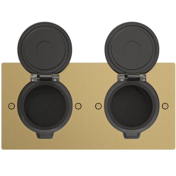 Лючок Surface 4 мод. (2 мод. 45х45 мм.),  круглая крышка,  золото,  IP44