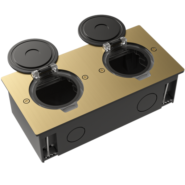 Лючок Surface 4 мод. (2 мод. 45х45 мм.),  круглая крышка,  золото,  IP44