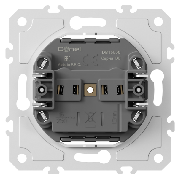 Механизм розетки без заземления 16А 250В~ на винтах,  серия DB