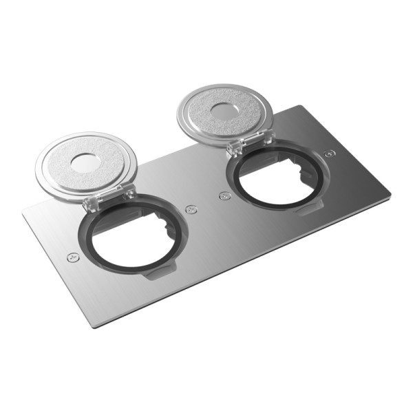 Лючок Surface 4 мод. (2 мод. 45х45 мм.),  круглая крышка,  полированное серебро,  IP44