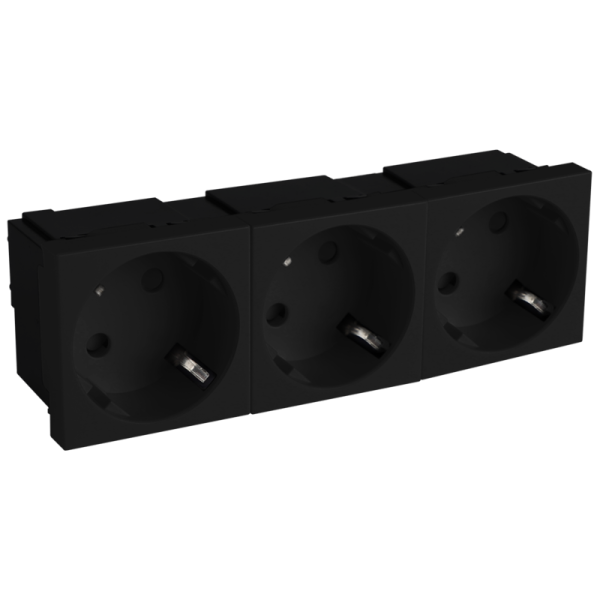 Розетка 3х2К+З нем.ст.,  45 гр.,  с з/ш,  черн. (135х45мм),  серия (тип) DF6