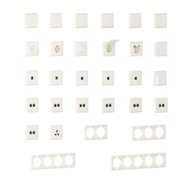 Накладка для розетки Schuko с зарядным устройством USB A+C,  со шторками 16A 250В,  матовый кремовый,  серия S08