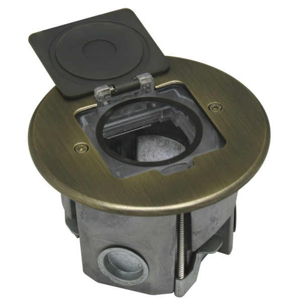 Лючок Surface 2 мод. (1 мод. 45х45 мм.),   круглый,  античная латунь,  IP44,  (с уст. набором)