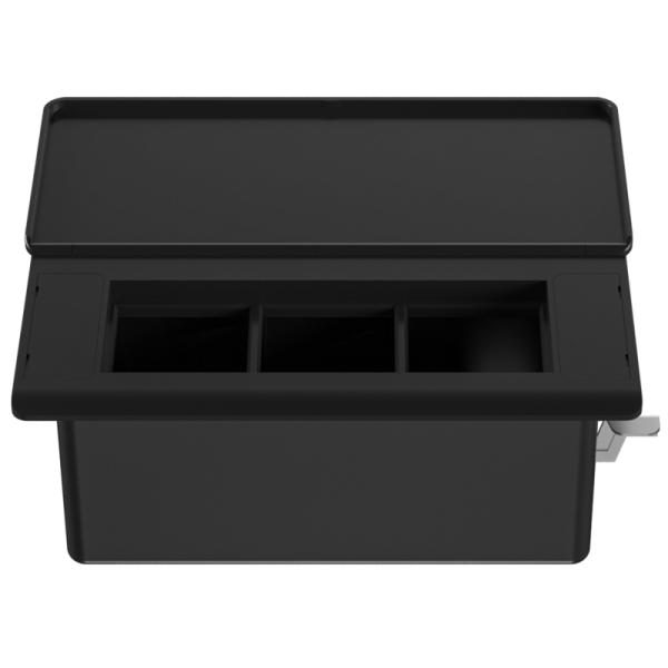 Настольный встраиваемый розеточный блок с откидной крышкой Spread 6 мод. (3 мод. 45х45),  черный
