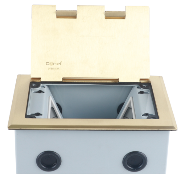 Лючок в пол 6 мод. (2 мод. 45х45 мм. + 2 мод. 22.5х45 мм.),  латунь,  (с уст. набором)