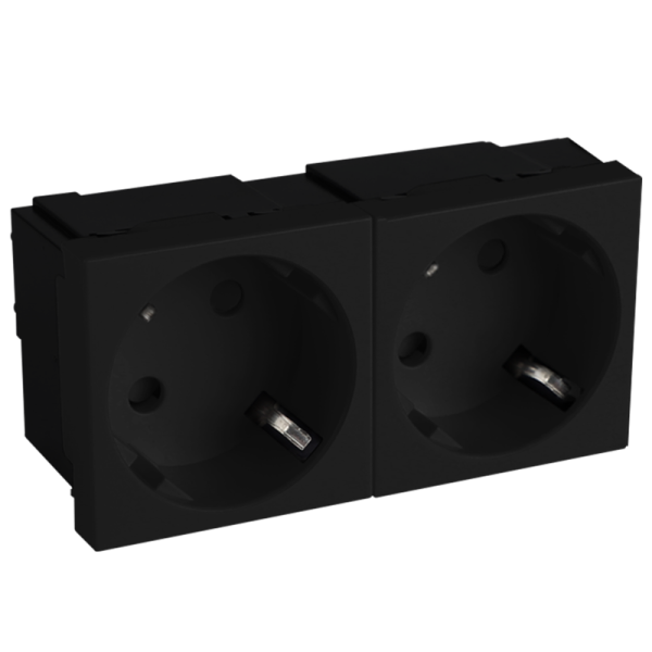 Розетка 2х2К+З нем.ст.,  45 гр.,  с з/ш,  черн. (90х45мм),  серия (тип) DF6