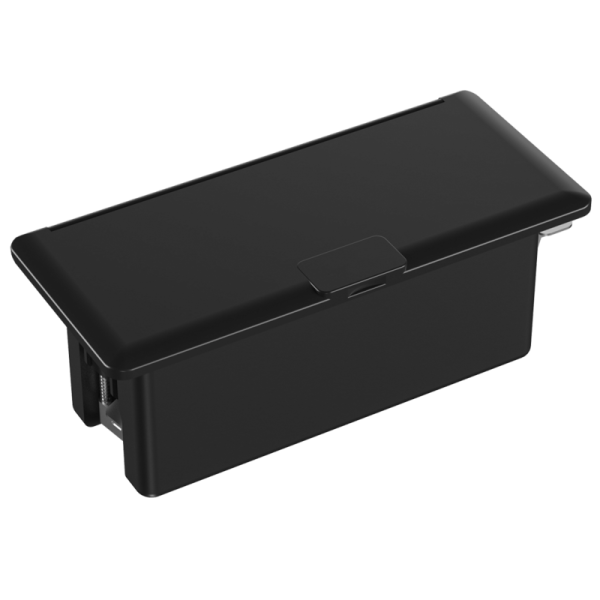 Настольный встраиваемый розеточный блок с откидной крышкой Spread 6 мод. (3 мод. 45х45),  черный