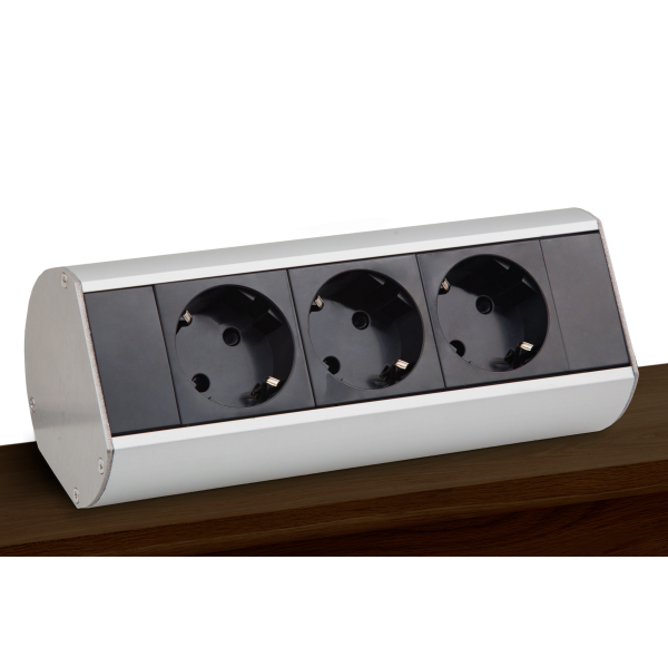 Настольный розеточный блок Ovaledesign в сборе: 3х220V,  кабель 3м с вилкой