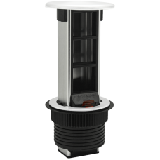 Настольный встраиваемый выдвижной розеточный блок Vertical 6 мод. (3 мод. 45х45),  белый
