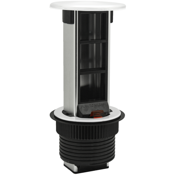 Настольный встраиваемый выдвижной розеточный блок Vertical 6 мод. (3 мод. 45х45),  белый