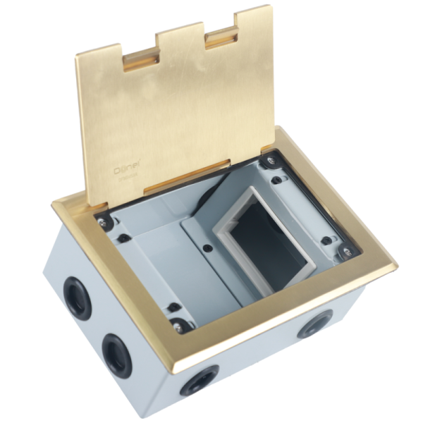 Лючок в пол 6 мод. (2 мод. 45х45 мм. + 2 мод. 22.5х45 мм.),  латунь,  (с уст. набором)