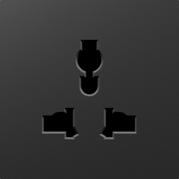 Накладка для  розетки мультистандарт,  со шторками 16A 250 В~,  матовый карбон,  серия A07