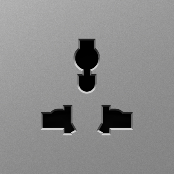 Накладка для  розетки мультистандарт,  со шторками 16A 250 В~,  сталь,  серия A07