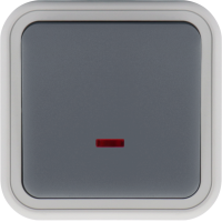 Выключатель звонкового типа 1-клавишный накладной,  с подсветкой,  цвет серый,  IP55,  серия W55