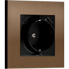 Розетка Schuko с зарядным устройством USB A+C,  с защитными шторками,  бронза,  серия N96