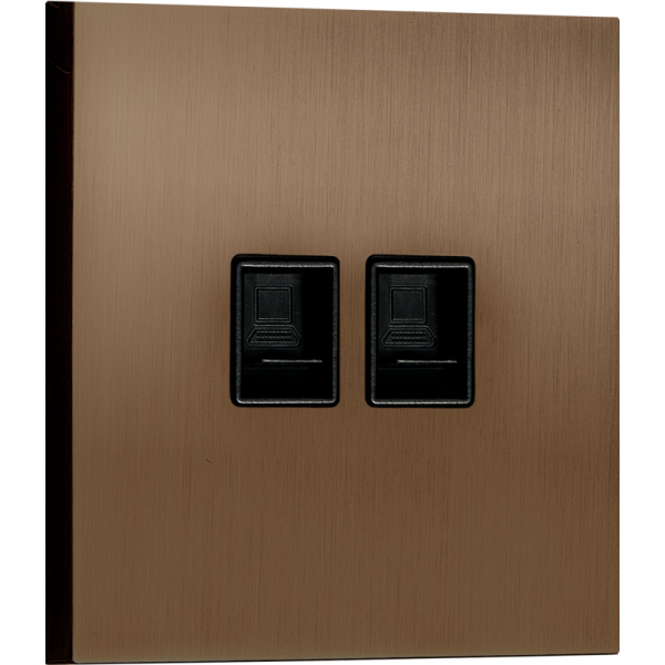 Компьютерная розетка RJ45 + RJ45 (двойная) cat.6/ClassE-8/8,  бронза,  серия N96