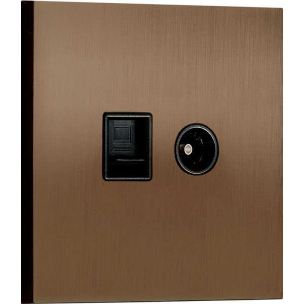 Комбинированая розетка TV + RJ45 (двойная) cat.6/ClassE,  бронза,  серия N96