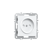 Розетка 220В без заземления 1-я,  со шторками,  16А,  на винтах,  глянцевый белый Donel A07