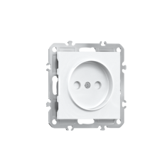 Розетка 220В без заземления 1-я,  со шторками,  16А,  на винтах,  глянцевый белый Donel A07