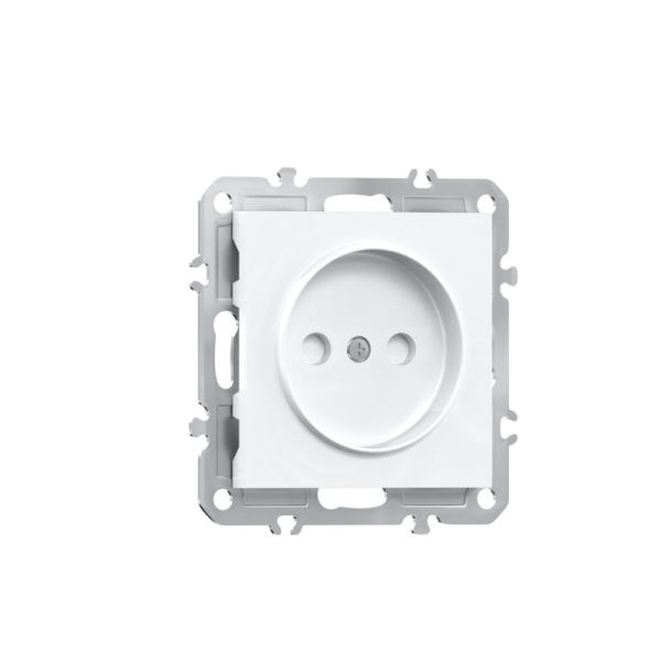 Розетка 220В без заземления 1-я,  со шторками,  16А,  на винтах,  глянцевый белый Donel A07