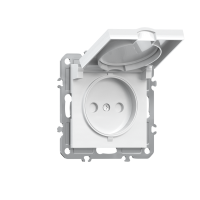 Розетка 220В без заземления 1-я,  со шторками,  с крышкой,  16А,  на винтах,  глянцевый белый Donel A07