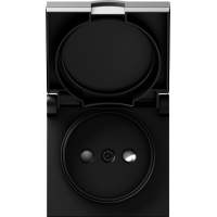 Накладка для розетки без заземления,  с крышкой,  16A 250 В~,  матовый карбон,  серия A07