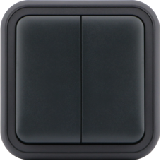 Переключатель 2-клавишный накладной,  цвет антрацит,  IP55,  серия W55
