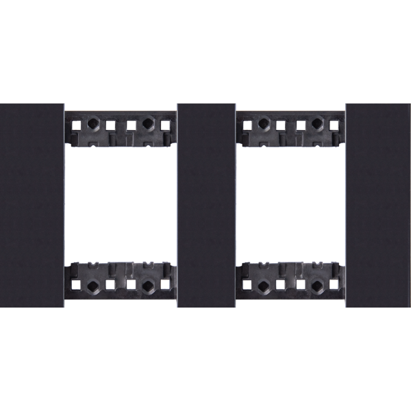 Декоративная рамка 2+2 модуля,  черное матовое стекло