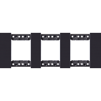 Декоративная рамка 2+2+2 модуля,  черное матовое стекло