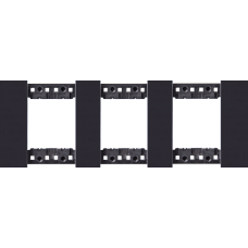 Декоративная рамка 2+2+2 модуля,  черное матовое стекло
