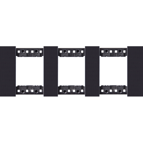 Декоративная рамка 2+2+2 модуля,  черное матовое стекло