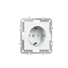 Розетка 220В с заземлением 1-я,  со шторками,  16А,  на винтах,  глянцевый белый Donel A07