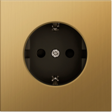 Накладка для розетки Schuko с/з с защитой 16 A 250 В~,  матовое золото,  серия R98 METAL