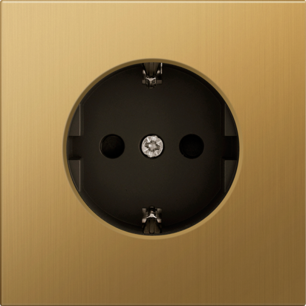Накладка для розетки Schuko с/з с защитой 16 A 250 В~,  матовое золото,  серия R98 METAL