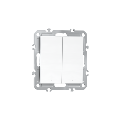 Кнопочный выключатель 2-х клавишный с подсветкой,  10A 250В,  глянцевый белый Donel A07