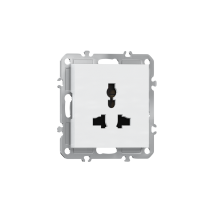 Розетка 220В универсальная мультистандарт,  16А,  на винтах,  глянцевый белый Donel A07