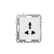 Розетка 220В универсальная мультистандарт,  16А,  на винтах,  глянцевый белый Donel A07