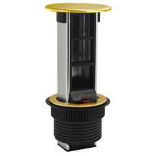 Настольный встраиваемый выдвижной розеточный блок Vertical 6 мод. (3 мод. 45х45),  латунь