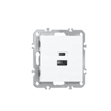 USB зарядное устройство,  20Вт тип A, С ,  глянцевый белый Donel A07