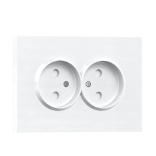 Розетка 220В без заземления 2-я,  со шторками,  16А,  на винтах,  глянцевый белый Donel A07